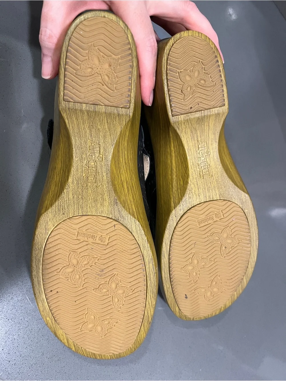 Alegria Black Mary Jane Flats with Yellow Outsole size 42